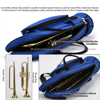 Чанта за музикален инструмент за тромпет с Oxford плат, водоустойчива, извита презрамка за рамо, изпъкнал външен джоб, подплата от нетъкан текстил