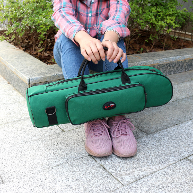 Чанта за музикален инструмент за тромпет с Oxford плат, водоустойчива, извита презрамка за рамо, изпъкнал външен джоб, подплата от нетъкан текстил
