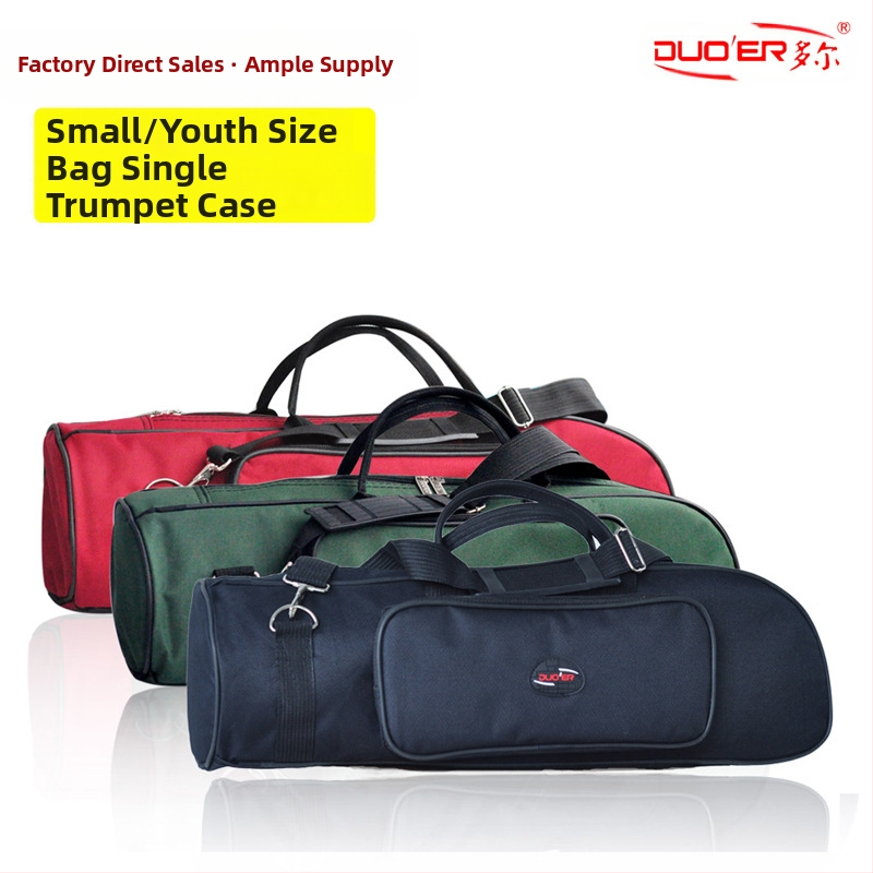 Чанта за музикален инструмент за тромпет с Oxford плат, водоустойчива, извита презрамка за рамо, изпъкнал външен джоб, подплата от нетъкан текстил