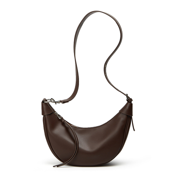 PU anyagú félhold alakú crossbody válltáska, cipzárral záródó, vízszintes négyzet alakú forma, belső cipzáras zseb és telefontartó zseb