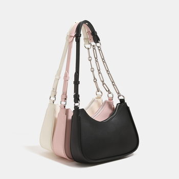 Geantă crossbody PU, orizontală, formă pătrată, cu curea din lanț — închidere cu fermoar, buzunar interior cu fermoar și buzunar pentru telefon, stil urban