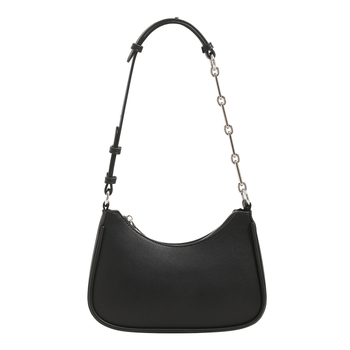 Geantă crossbody PU, orizontală, formă pătrată, cu curea din lanț — închidere cu fermoar, buzunar interior cu fermoar și buzunar pentru telefon, stil urban