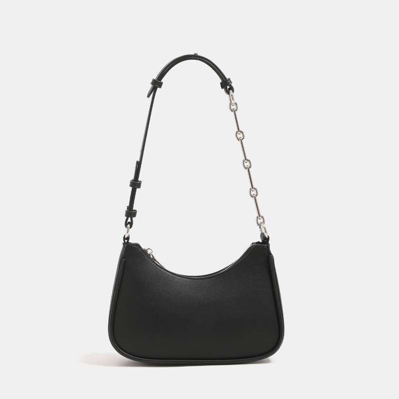 Geantă crossbody PU, orizontală, formă pătrată, cu curea din lanț — închidere cu fermoar, buzunar interior cu fermoar și buzunar pentru telefon, stil urban