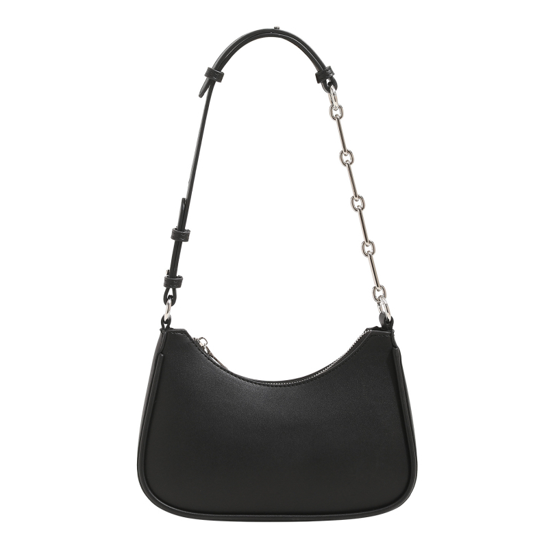 PU horizontális négyzet alakú crossbody táska láncos vállpánttal — cipzáras zárás, belső cipzáros zseb és telefon zseb, utcai divat