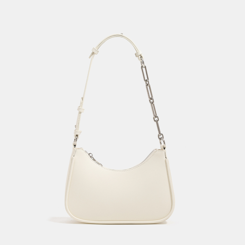 Geantă crossbody PU, orizontală, formă pătrată, cu curea din lanț — închidere cu fermoar, buzunar interior cu fermoar și buzunar pentru telefon, stil urban