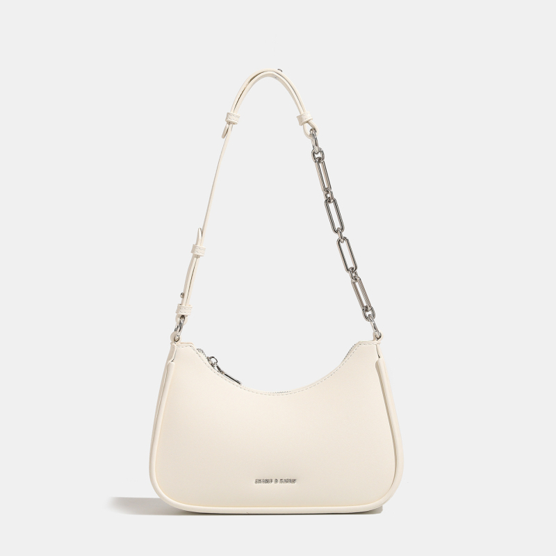 Geantă crossbody PU, orizontală, formă pătrată, cu curea din lanț — închidere cu fermoar, buzunar interior cu fermoar și buzunar pentru telefon, stil urban