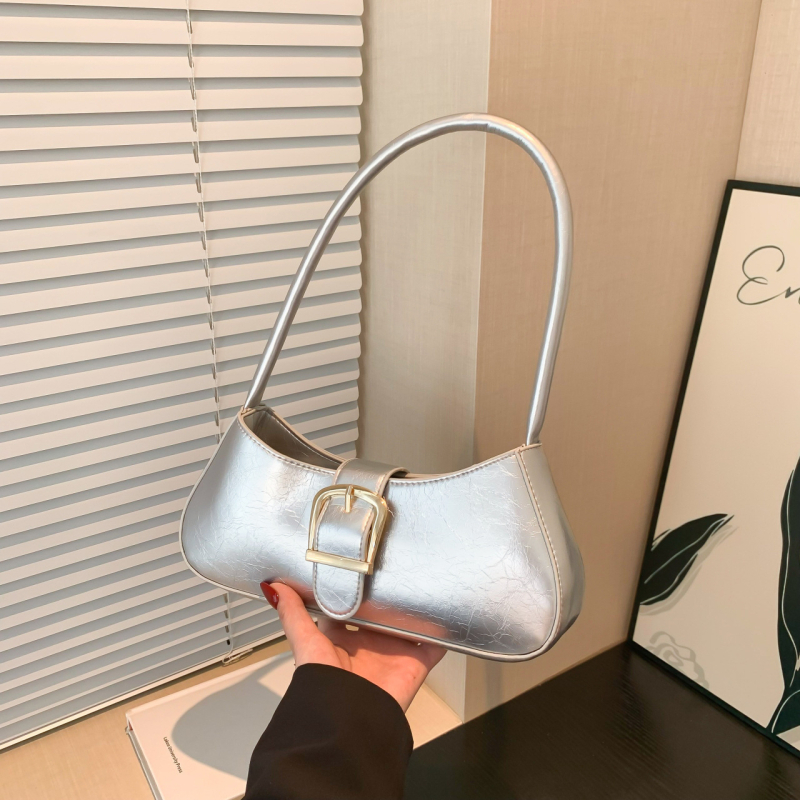 Geantă de subraț din PU, formă orizontală pătrată 3D, fermoar, construcție rigidă, cu o curea