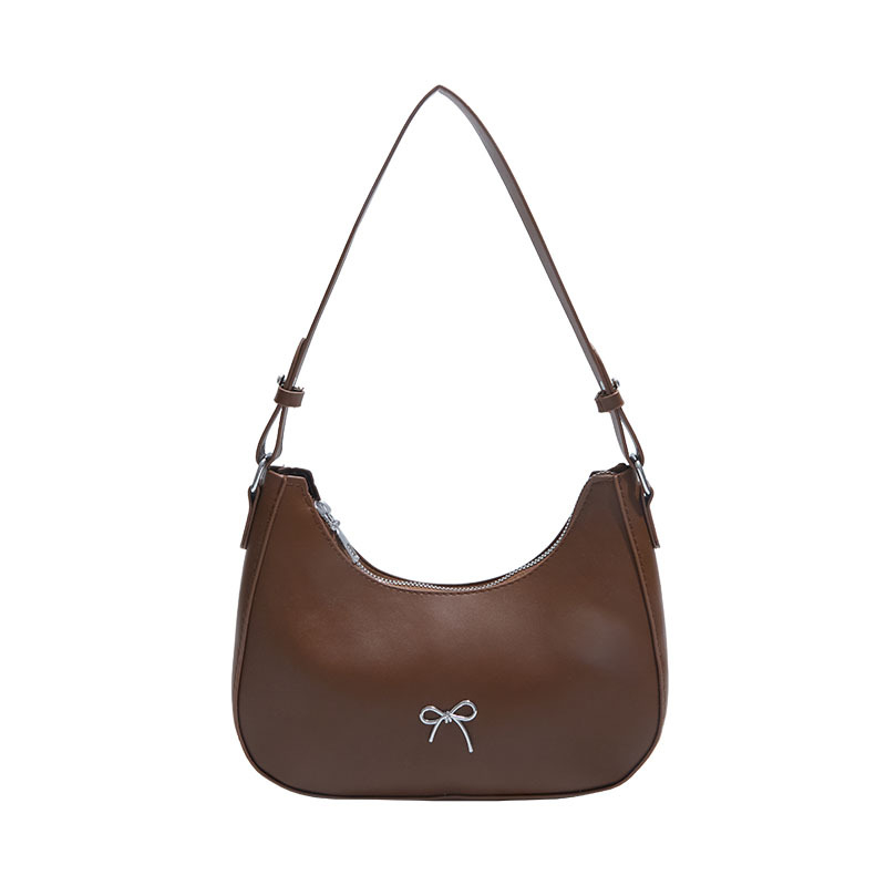 PU anyagú félhold alakú válltáska, cipzáras zárás, rejtett cipzáras zseb, poliészter bélés