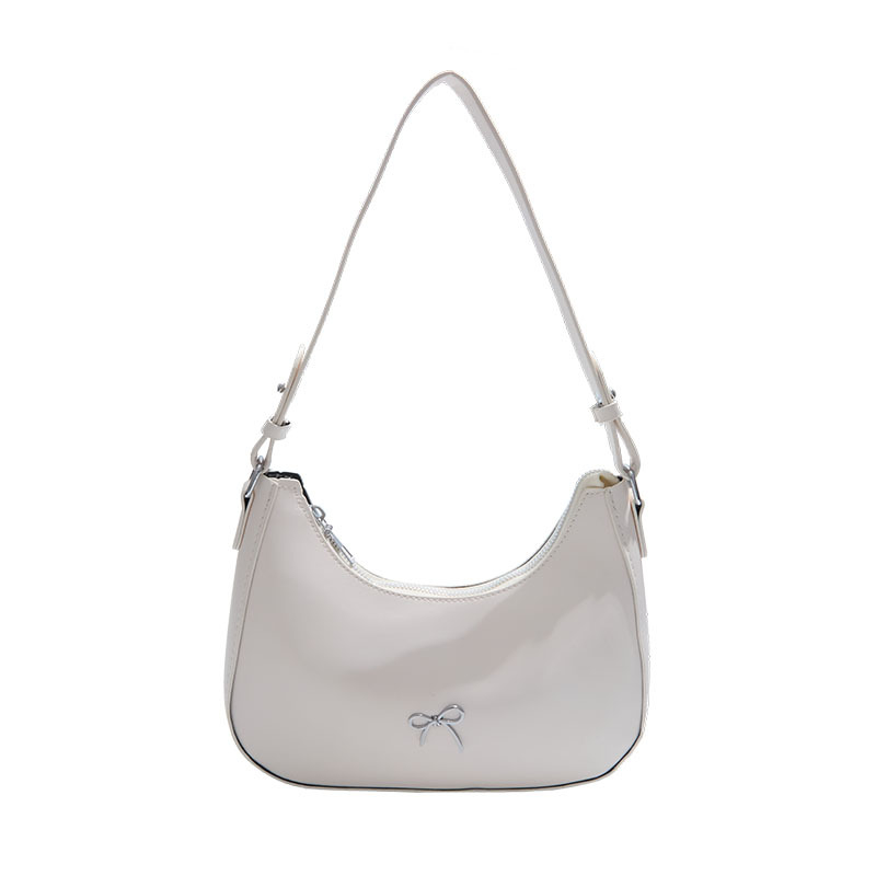 PU anyagú félhold alakú válltáska, cipzáras zárás, rejtett cipzáras zseb, poliészter bélés