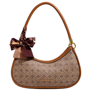 Félhold formájú táska PU anyagból | városi egyszerű stílus | vízszintes négyzet alak | zipzár nyitás | belső cipzáros zseb