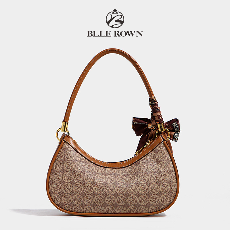 Félhold formájú táska PU anyagból | városi egyszerű stílus | vízszintes négyzet alak | zipzár nyitás | belső cipzáros zseb