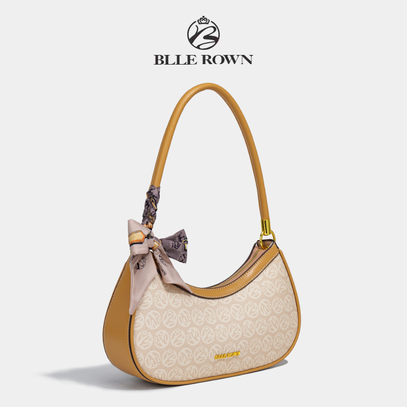 Félhold formájú táska PU anyagból | városi egyszerű stílus | vízszintes négyzet alak | zipzár nyitás | belső cipzáros zseb