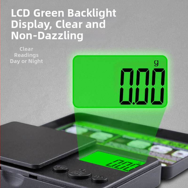 CHANGXIE CX-555 джобна везна със зелен подсветен дисплей, капацитет 1000 г, прецизност 0,01 карата.