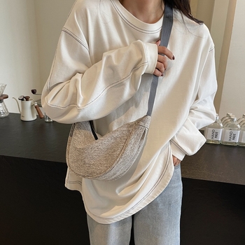 Fan Lei Női Dumpling Táska - Koreai Stílusú válltáska cipzárral, Vászon Anyag, Belső Poliészter Bélés, Belső Zsebek Telefonra és Személyi Igazolványra, Mindennapi Használatra