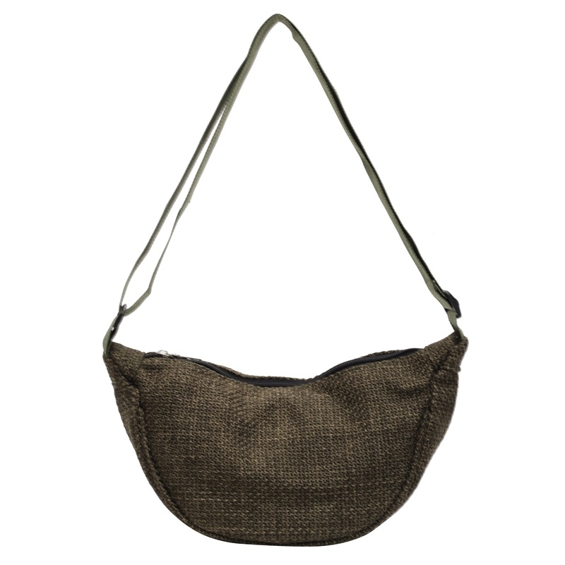 Fan Lei Női Dumpling Táska - Koreai Stílusú válltáska cipzárral, Vászon Anyag, Belső Poliészter Bélés, Belső Zsebek Telefonra és Személyi Igazolványra, Mindennapi Használatra