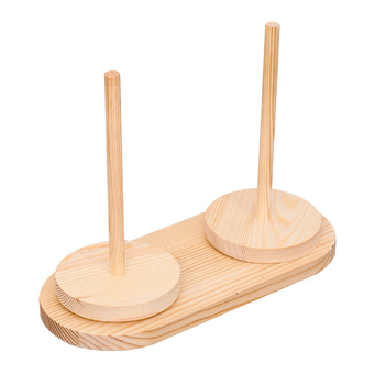 Ξύλινος περιτυλικτής κλωστών με περιστρεφόμενο κυλινδρικό στήριγμα — επιτραπέζια τοποθέτηση, πολυλειτουργικό, ξύλο/μπαμπού, μονοεπίπεδο ράφι