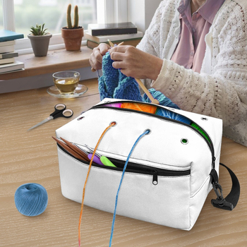 FORU CZA50 Εκτυπωμένη Τσάντα Αποθήκευσης Κροσέ, Ώμου, Καμβάς 12A, Φορητός Οργανωτής Μαλλιού, Μοντέρνο Απλό Στυλ