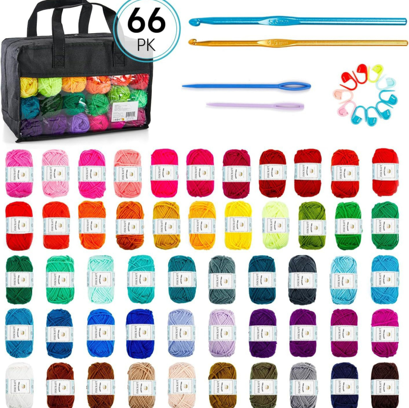 LTL Комплект куки за плетене, DIY текстилен комплект, включва 2 куки за плетене и 2 плетачни игли, общо тегло 1,4 кг