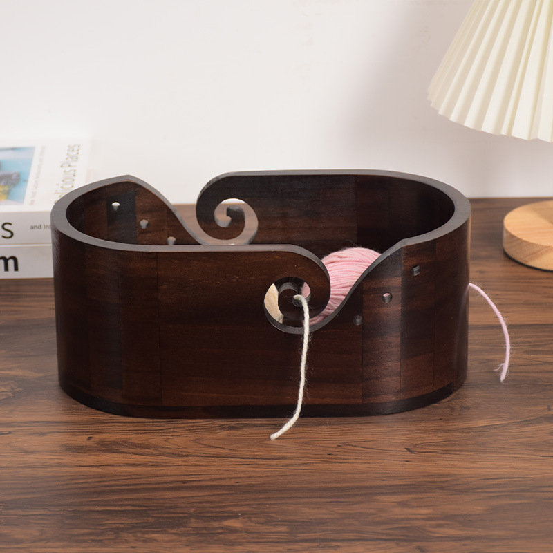 Kör alakú gyapjú tároló tál, fa, kézzel készített, 510 g, modern stílus