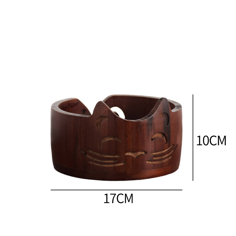 Kör alakú gyapjú tároló tál, fa, kézzel készített, 510 g, modern stílus