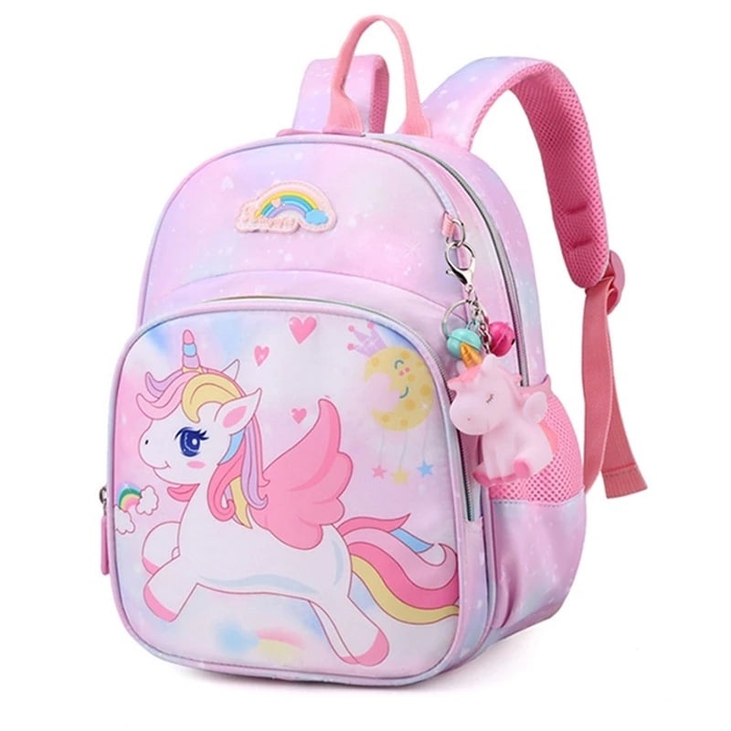 Rucsac pentru copii cu unicorn, stil desen animat, Oxford, respirabil, impermeabil, rezistent, protecție a spatelui