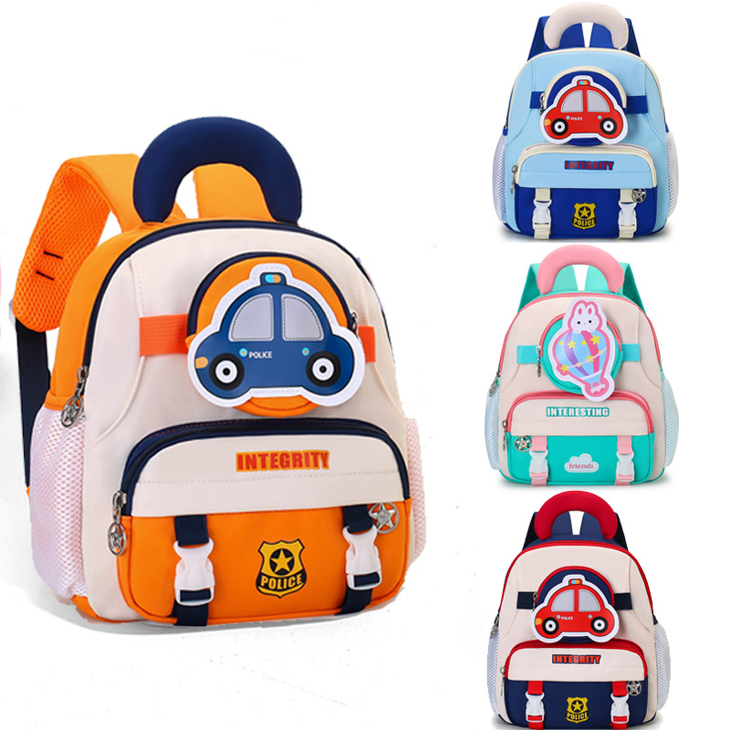 Rucsac unisex pentru copii cu design mașinuță, material Oxford, stil jucăuș și drăguț, potrivit pentru activități școlare în clase mari de grădiniță