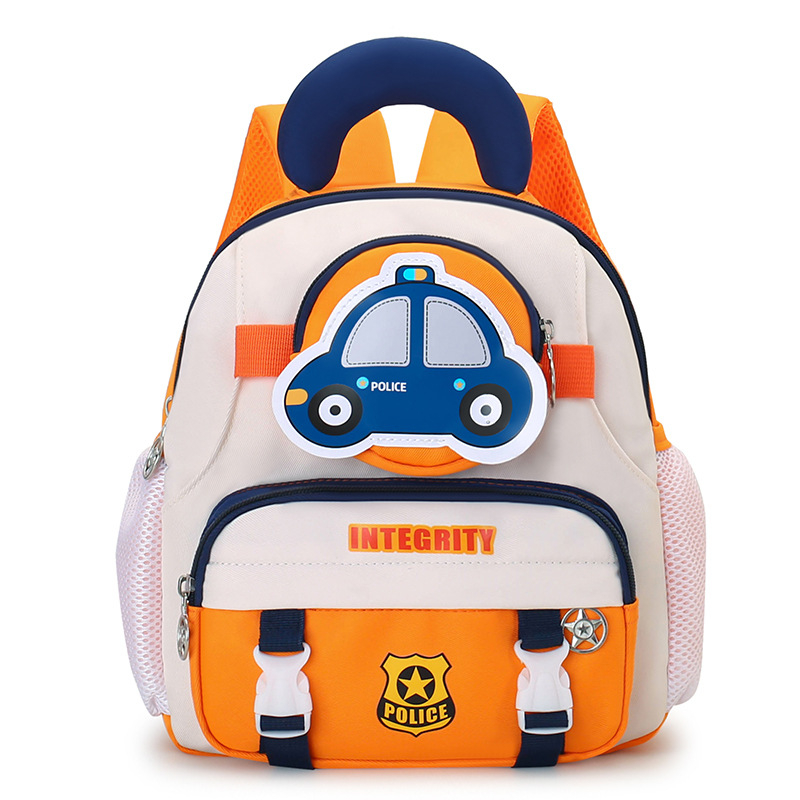 Uniszex gyerek hátizsák karikatúra autó dizájnnal, Oxford anyag, gyermekes és aranyos stílus, iskola céljára óvodai nagy osztályok számára