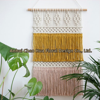 Гоблен за стена в бохемски стил, ръчно тъкан памук, правоъгълна форма с ивици, подходящ за дневна, антре и спалня