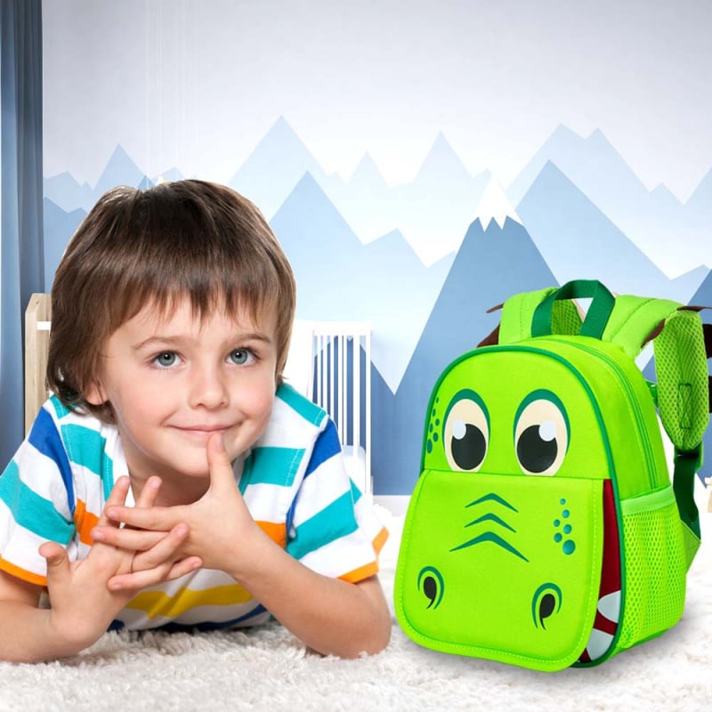 CCJPX Uniszex gyermek hátizsák poliészterből – lélegző, ultrakönnyű és kopásálló, állatos mintával, kis dinoszaurral, görbült vállpántok