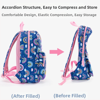 GUSTELL Унисекс ученическа раница от оксфордска материя, голям капацитет, защита на гръбнака, презрамки с въздушна подпора, рисунка с дъга