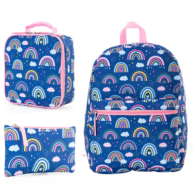 GUSTELL Uniszex iskolai hátizsák Oxford anyagból, nagy kapacitás, gerinprotektív, légpárnás vállpántok, szivárvány mintázat