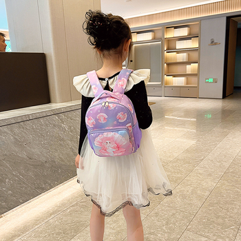 Rucsac pentru preșcolari, imprimeu desen animat, nylon material, curea de umăr curbată, design de reducere a încărcăturii