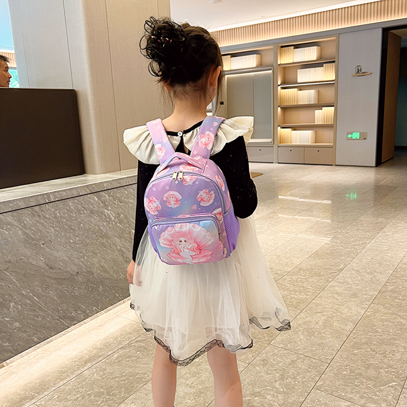 Rucsac pentru preșcolari, imprimeu desen animat, nylon material, curea de umăr curbată, design de reducere a încărcăturii