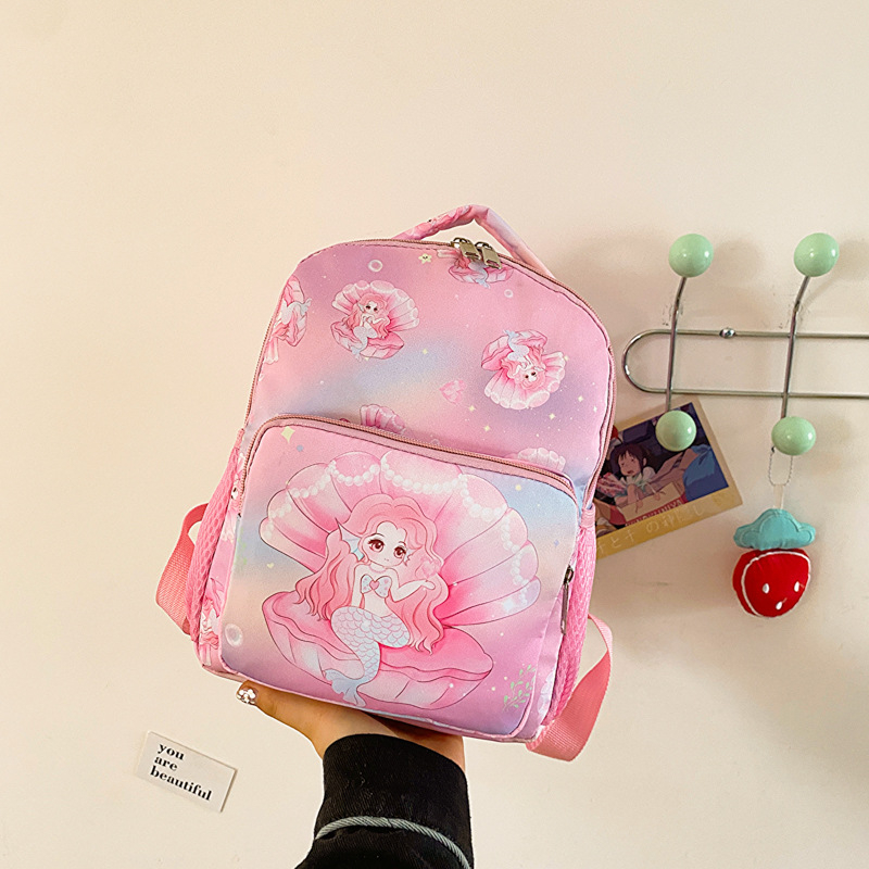 Rucsac pentru preșcolari, imprimeu desen animat, nylon material, curea de umăr curbată, design de reducere a încărcăturii