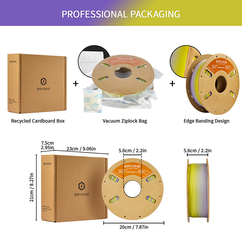 Eryone PLA филамент, матов градиентен мултицветен, кръгло сечение, марка Eryone, за 3D принтиране