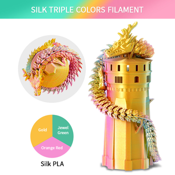 3D принтер консумативи PLA | кръгло сечение | за печат на 3D модели | многоцветен градиент, копринен блясък