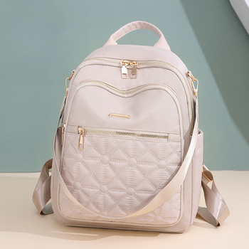 Rucsac pentru femei cu broderie diamant-romb – material Oxford, impermeabil, închidere cu fermoar, formă tridimensională, organizare internă: buzunar cu fermoar și buzunar pentru telefon