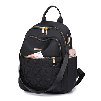 Rucsac pentru femei cu broderie diamant-romb – material Oxford, impermeabil, închidere cu fermoar, formă tridimensională, organizare internă: buzunar cu fermoar și buzunar pentru telefon