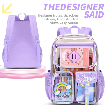 Училищна раница PVC — водоустойчива, дишаща, ултралегка, прозрачен дизайн, ергономичен гръб Zhiduobao
