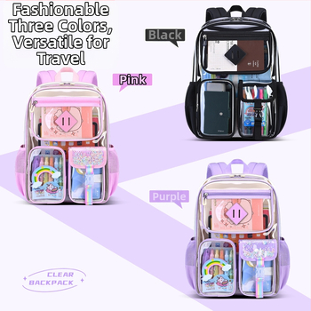 Училищна раница PVC — водоустойчива, дишаща, ултралегка, прозрачен дизайн, ергономичен гръб Zhiduobao