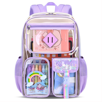 Училищна раница PVC — водоустойчива, дишаща, ултралегка, прозрачен дизайн, ергономичен гръб Zhiduobao