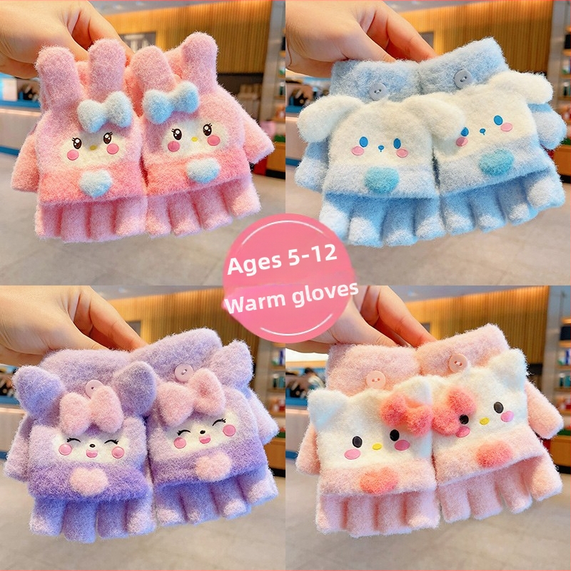 Детски зимни ръкавици за деца, жакардов модел, имитационен кашмир, карикатурен принт, топли
