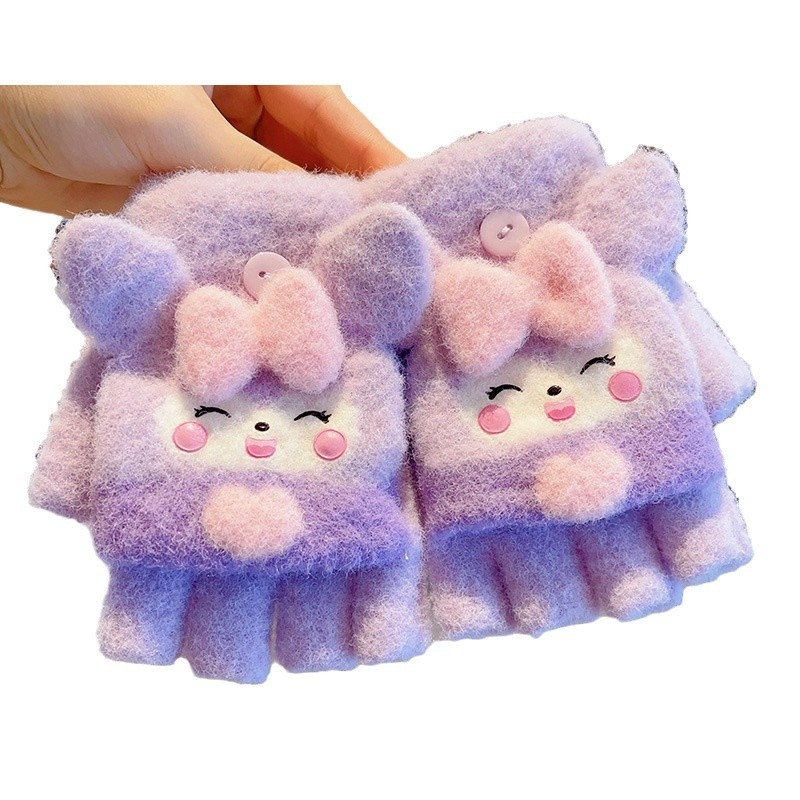 Vaikų žieminės pirštinės, žakardo mezginys, dirbtinis kašmyras, animacinių filmų raštas, šiltos