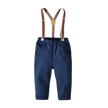 Σετ ρούχων αγοριού: πουκάμισο με μακριά μανίκια σε ρίγες και παντελόνια με ιμάντες, πολυτμηματικό σετ, 100% βαμβάκι, μαλακό ύφασμα, κατάλληλο για 1–3 ετών