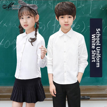 Παιδικό πουκάμισο από βαμβάκι, μακριά μανίκια, τετράγωνος γιακάς, μονόχρωμο, unisex, για παιδιά άνω των 8 ετών