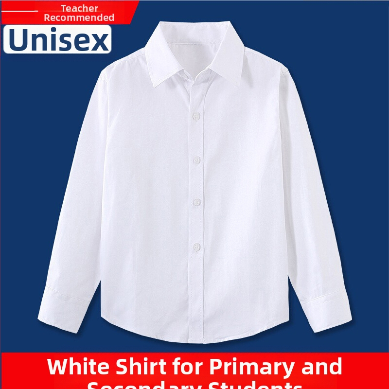 Παιδικό πουκάμισο από βαμβάκι, μακριά μανίκια, τετράγωνος γιακάς, μονόχρωμο, unisex, για παιδιά άνω των 8 ετών