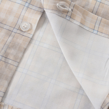 Παιδικό πουκάμισο με καρό σχέδιο, γιακά με πέτο, μακριά μανίκια, πολυεστέρας, βρετανικό στυλ