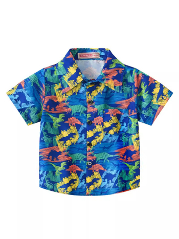 Детска риза за момчета, кежуъл, Slim Fit, къс ръкав, полиестер 60%