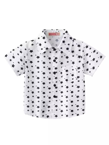 Детска риза за момчета, кежуъл, Slim Fit, къс ръкав, полиестер 60%