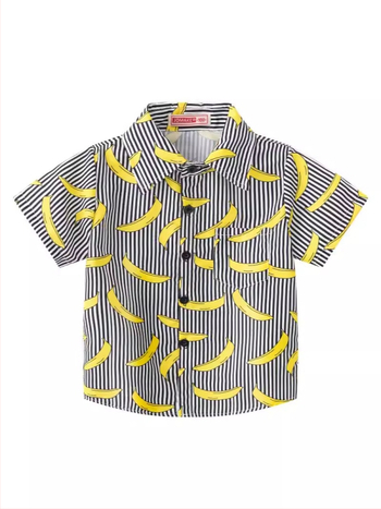 Детска риза за момчета, кежуъл, Slim Fit, къс ръкав, полиестер 60%